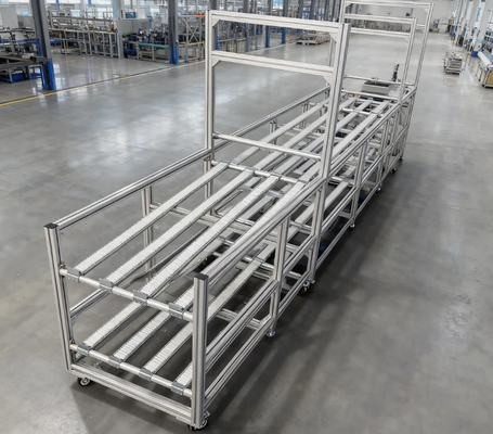 4rd To 6th Floors Customizable Number Of Layers Industrial Aluminum Profile Flow Rack 4040 Series Perfect For Electronic Small Item Flexible Production Systems