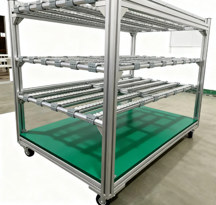 Three-layer Hierarchical Turnover Storage Rack With 520kg Maximum Load Capacity And 4040 Anodized Industrial Aluminum Profiles