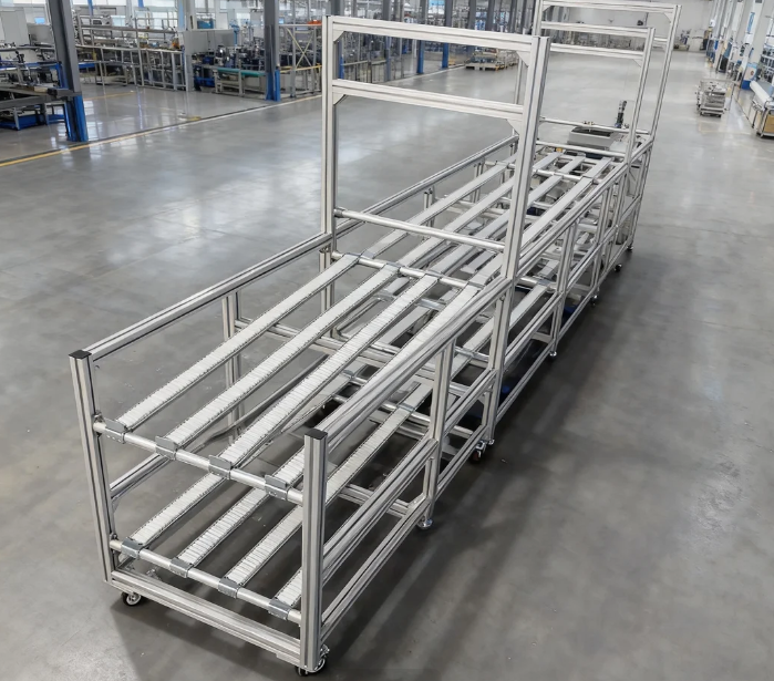 4rd To 6th Floors Customizable Number Of Layers Industrial Aluminum Profile Flow Rack 4040 Series Perfect For Electronic Small Item Flexible Production Systems