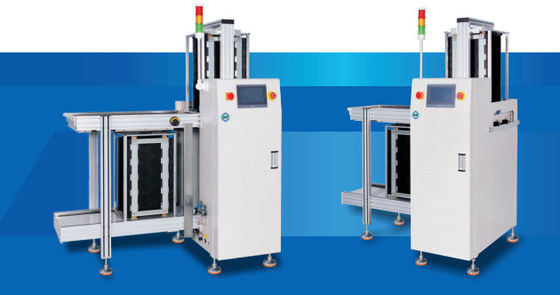 Automatische laders SMT PCB-transportmachine met PLC-besturing voor 80x50-330x250mm PCB-grootte en 355*320x565mm materiaaldoos