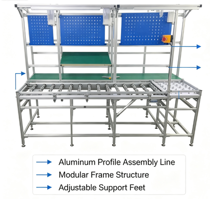 Aangepaste Industriële Aluminium Profiel Kogeloverdracht Assemblagelijn, Antistatische PVC Band Transportband Productiestation