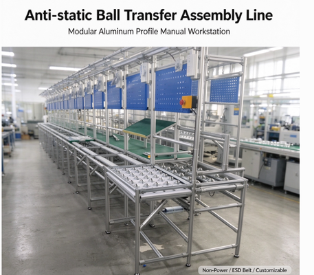 Aluminium Profiel Antistatische Handmatige Roller Bal Transfer Assemblagelijn